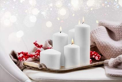 D'light Online 3 X 8 Inch Pillar Candles Set of 12 Bulk Event Pack Round Unscented Premium Wax Pillar Candles for Wedding, Spa, Party, Birthday, Holiday, Bath and Home Decor (3X8, White)