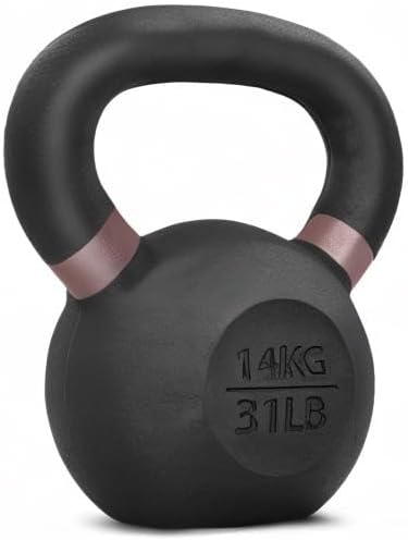 Yes4All Kettlebell, Heavy Duty Powder Coated Cast Iron Kettlebells, Non-Slip Handle & Flat Bottom for Conditioning, Strength Training & Full Body Exercises at Home Gym - Single & Pair