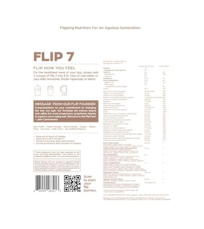 Flip 7 Natural SuperFood, Plant-Based Protein, Complete Meal Replacement to Support Healthy Gut, 7 Mega Nutrient Rich Blends all in one to AGE BETTER - Vanilla