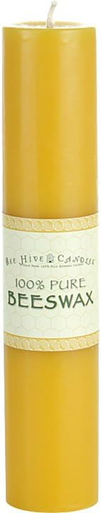 100% Pure Beeswax Pillar Candle (2" x 9") | Natural Beeswax Candles | Soy, Paraffin & Fragrance Free | Handmade in The USA