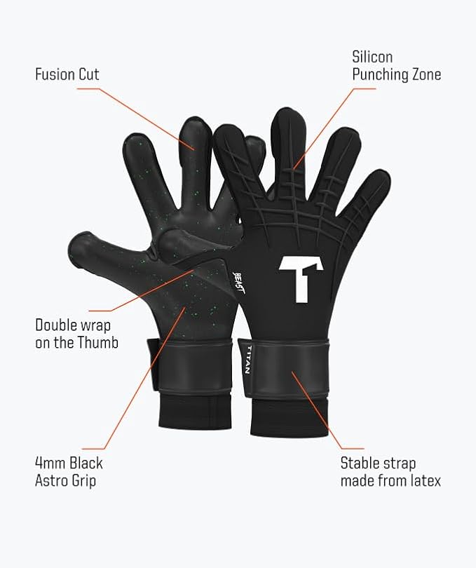 T1TAN Beast Goalkeeper Gloves - Without Finger Protection - Soccer Goalie Gloves Adult - Professional Goal Keeper Gloves for Youth, Men & Women - Size 6-11