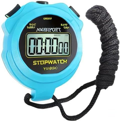 Stopwatch Timer Only Stopwatch Mode, ON/Off Silent Simple Operation, Without Clock Date Countdown, Digital Stop Watch for Sports Kids Coaches Swimming Running, Blue
