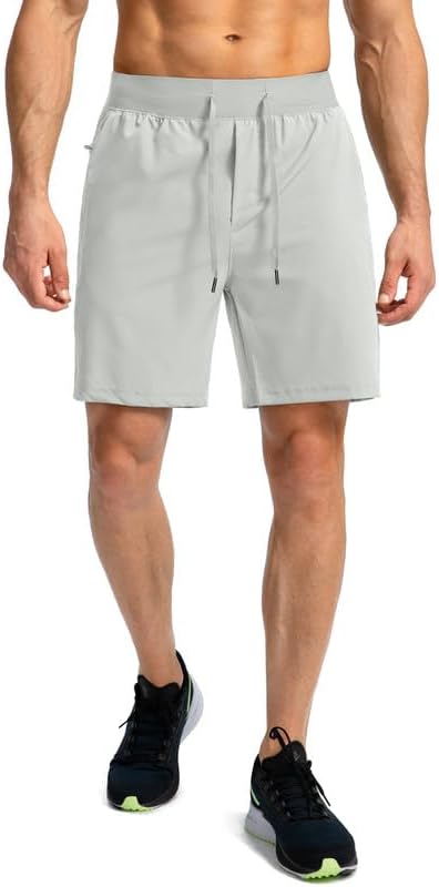 Men's Running Shorts with Zipper Pockets 9 Inch/ 7 Inch / 5 Inch Lightweight Quick Dry Gym Workout Athletic Shorts for Men(7inch)