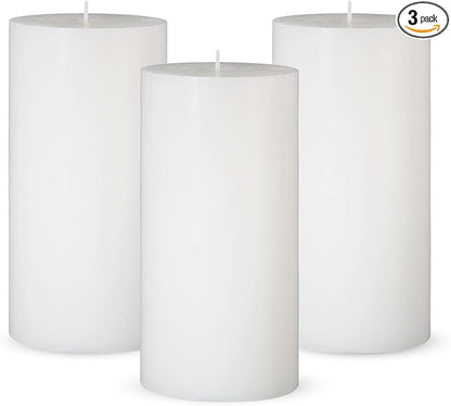 3 Packs Dripless 2.8x6 Inch White Pillar Candles, Unscented Large Wax Cylinder Column Candles for Power Outages Emergency Party Backyard Gathering - 70 Hour Burn Time