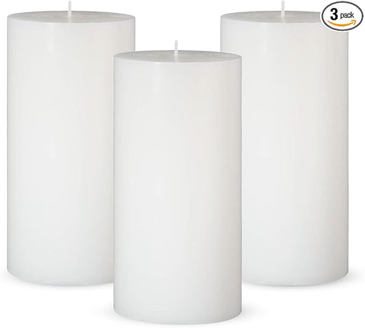 3 Packs Dripless 2.8x6 Inch White Pillar Candles, Unscented Large Wax Cylinder Column Candles for Power Outages Emergency Party Backyard Gathering - 70 Hour Burn Time