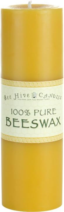 100% Pure Beeswax Pillar Candle (3" x 9") | Natural Beeswax Candles | Soy, Paraffin & Fragrance Free | Handmade in The USA