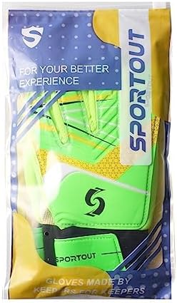 Sportout Kids Goalkeeper Gloves, Soccer Gloves with Double Wrist Protection and Non-Slip Wear Resistant Latex Material to Give Protection to Prevent Injuries