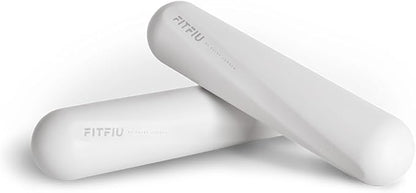 Fitness Set of 2 Oval Dumbbells 4.4lbs Each in White Soft Silicone Steel for Performance Training Sessions, Pilates Classes