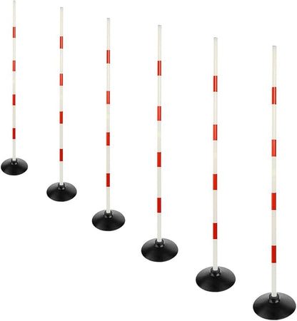 Red-White Soccer Agility Pole Set Rubber Base Dribbling Stick Traffic Warning Sign Pole Multifunctional Training Pole