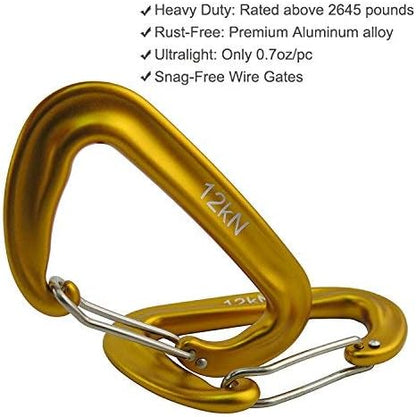 12kN 3.2"x2" Heavy-Duty Carabiner Clips - Durable, Lightweight Aluminum Alloy Carabiners for Hiking, Camping, Keychains, Dog Leashes, Hammocks & More