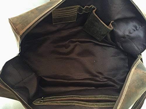 KomalC 24 Inch Leather Duffel Bags for Men and Women Travel Overnight Weekend Leather Bags Sports Gym Duffle for Men (Brown Distressed Tan)