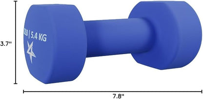 Yes4All Neoprene Coated Dumbbell Hand Weight Sets of 2 - Multiple Weight Options with 15 Colors, Anti-roll, Anti-Slip, Hexagon Shape