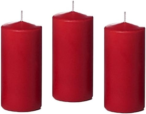 3 X 6 Inch Pillar Candles Set of 12 Bulk Event Pack Round Unscented Premium Wax Pillar Candles for Wedding, Spa, Party, Birthday, Holiday, Bath, Home Decor and Christmas Decors (3X6, Red)