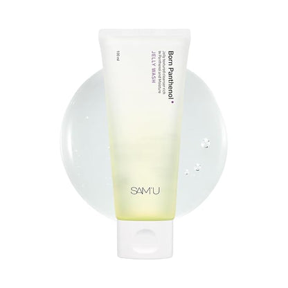 SAM'U Born Panthenol Jelly Wash, Korean Face Cleanser, Low pH Hydrating Gentle Bubble Cleanser, Korean Skin Care for All Skin Types (100ml/3.38 oz)