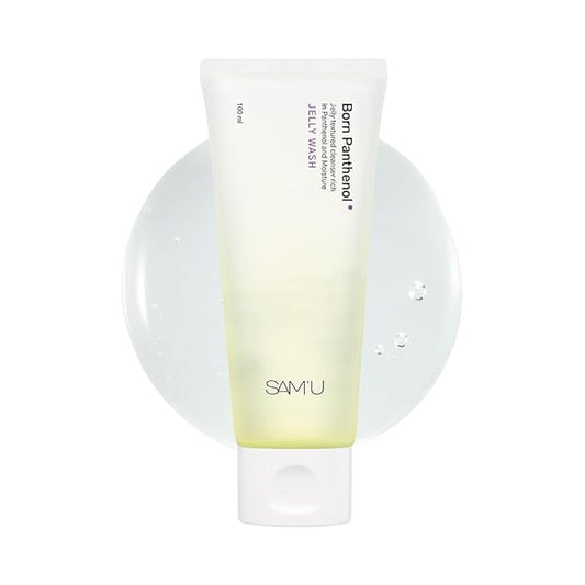 SAM'U Born Panthenol Jelly Wash, Korean Face Cleanser, Low pH Hydrating Gentle Bubble Cleanser