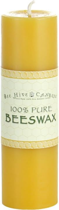 100% Pure Beeswax Pillar Candle (2" x 6") | Natural Beeswax Candles | Soy, Paraffin & Fragrance Free | Handmade in The USA