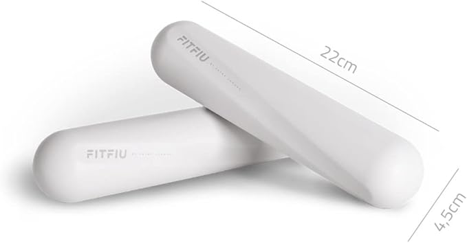 Fitness Set of 2 Oval Dumbbells 4.4lbs Each in White Soft Silicone Steel for Performance Training Sessions, Pilates Classes