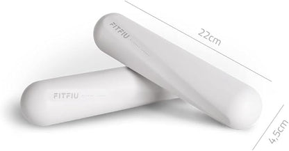 Fitness Set of 2 Oval Dumbbells 4.4lbs Each in White Soft Silicone Steel for Performance Training Sessions, Pilates Classes