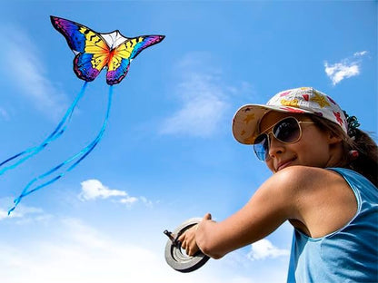 HONBO Butterfly Kites for Kids & Adults,55" x 28" Large Beginner Kite for Kids Ages 4-8,Easy to Fly for Beginners, Each Kite with 300ft Line Handle,Beach Kites for Outdoor Activities & Family Trip