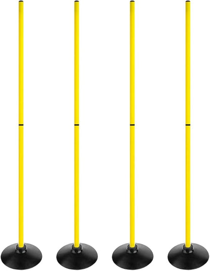 6FT Soccer Agility Poles with Rubber Base Detachable Speed Agility Stick Slalom Speed Training Pole Set for Sports