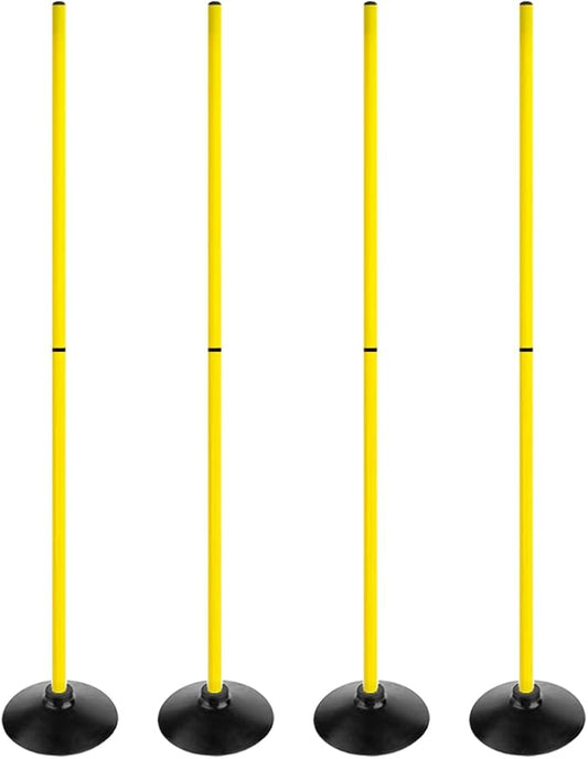6FT Soccer Agility Poles with Rubber Base Detachable Speed Agility Stick Slalom Speed Training Pole Set for Sports