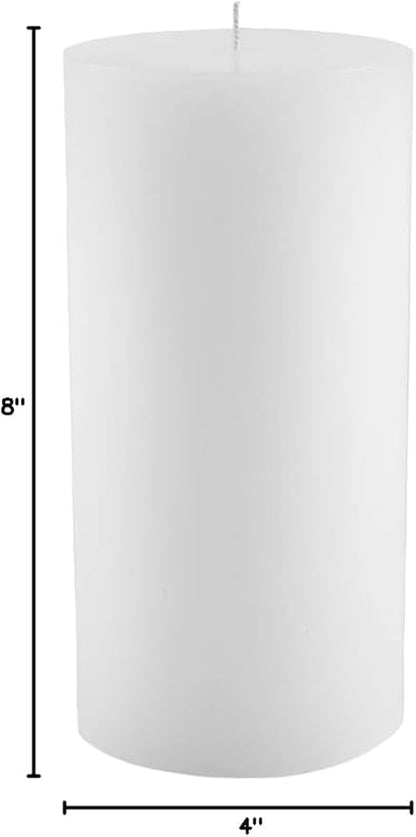 Mister Candle Non Scented Luxury 4 x 8 Pillar Candle, Hand Poured White Unscented Candle for Home Decor, Premium Paraffin Wax, Smokeless & Dripless, 160 Hour Burn Time
