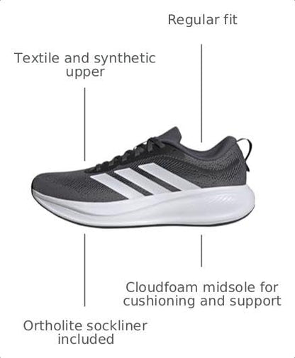 adidas Men's Response Pace Running, Black/White/Matte Silver, 10.5