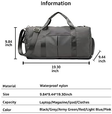ZUEVI Sports Gym Duffel Bag for Men or Women Waterproof Weekender Travel Bag with Shoes Compartment Dry and Wet Separation for Training Swim Yoga(Grey)