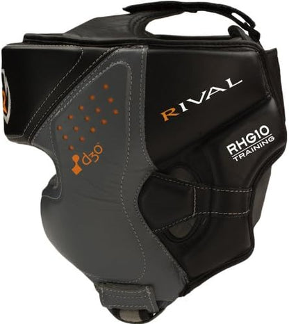 RIVAL Boxing RHG10 Intelli-Shock Headgear, D3O Front and Side Padding, Hook and Loop Back Adjustment with Lace on Top, and Anatomical Rear Head Pad Every Time