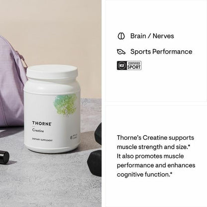 THORNE Creatine - Micronized Creatine Monohydrate Powder - Support for Muscles & Cognitive Function* - for Women & Men - Unflavored - NSF Certified for Sport - 5 g per Serving - 180 Servings