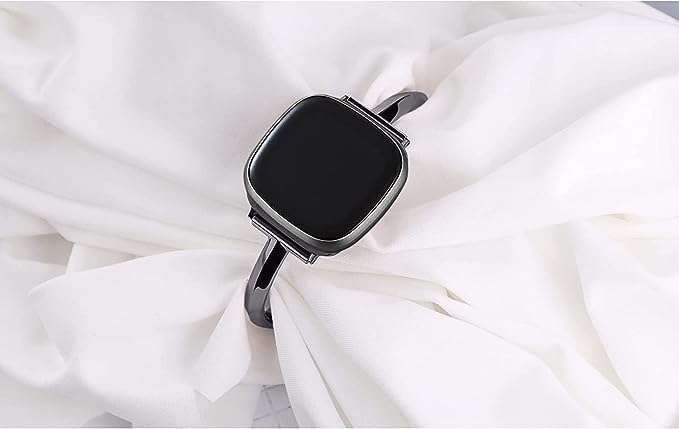 Silm Band Compatible with Fitbit Versa 4/Fitbit Sense 2 Band Cute Women, Bling Jewelry Metal Strap Replacement Compatible for Fitbit Sense/Versa 3 Women (Black)