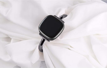 Silm Band Compatible with Fitbit Versa 4/Fitbit Sense 2 Band Cute Women, Bling Jewelry Metal Strap Replacement Compatible for Fitbit Sense/Versa 3 Women (Black)