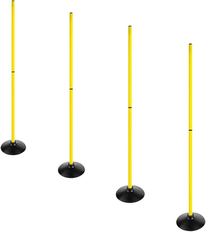 6FT Soccer Agility Poles with Rubber Base Detachable Speed Agility Stick Slalom Speed Training Pole Set for Sports