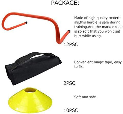 12 Hurdles Training Speed Agility Training Durable with 10 Marker Cone