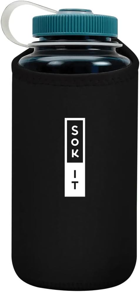 Sok It BotlSok Water Bottle Sleeve Insulated Neoprene Cover (Black, Fits 32oz Nalgene)