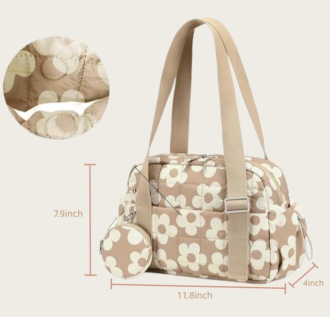 CAMTOP Mini Gym Bag for Women, Small Gym Tote Bag Puffy Quilted Sports Duffel Bag with Wet Compartment and Coin Purse Duffel Bags Dance Yoga Workout Bag