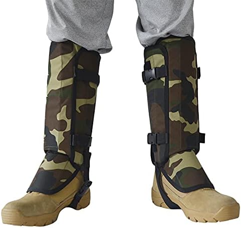 Snake Proof Leg Gaiters, Waterproof 1000D Oxford, Military Green Camo, Adjustable Buckle Design