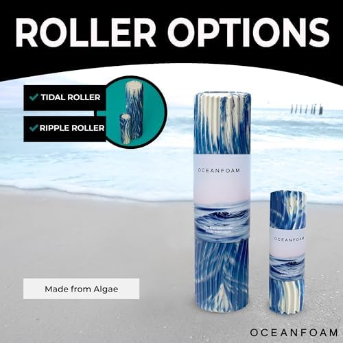 Oceanfoam Tidal Roller - Royal Marbled - Muscle Massage Foam Roller for Back Pain & Stretching - Firm and Ergonomic Wide Wave Textured - Yoga, Athletics, & Wellness - Full Size, 20" x 5"