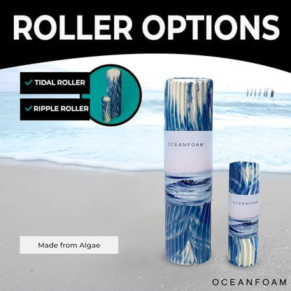Oceanfoam Tidal Roller - Royal Marbled - Muscle Massage Foam Roller for Back Pain & Stretching - Firm and Ergonomic Wide Wave Textured - Yoga, Athletics, & Wellness - Full Size, 20" x 5"
