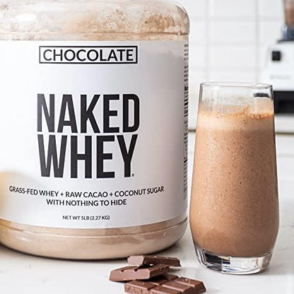 NAKED Whey Protein Supplement Powder, Chocolate, GMO Free, Soy Free, Gluten Free Aid Muscle Growth and Recovery 60 Servings, 5 Ib