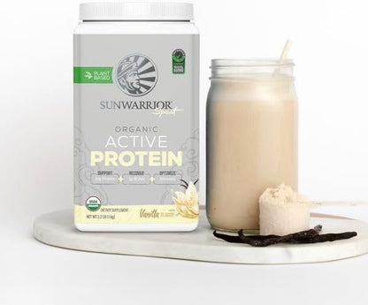 Sunwarrior Organic Plant Based Protein Powder | Vegan Organic Protein Powder with BCAA Amino Acids Plus Recovery Minerals & Botanicals | Non-GMO Soy Dairy & Gluten Free (Vanilla, 20 Servings)