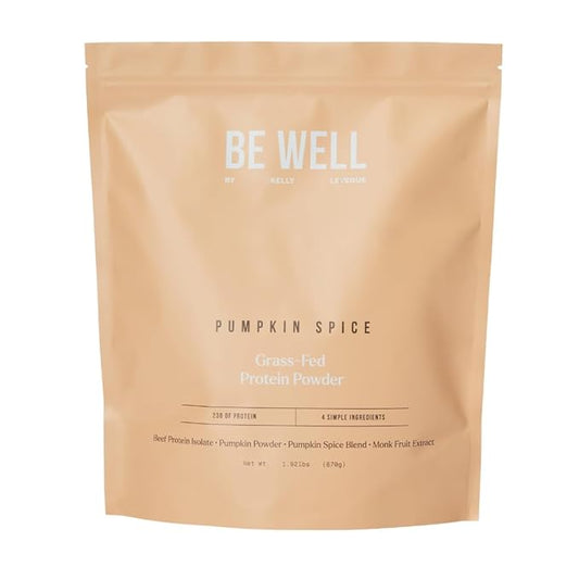 Be Well by Kelly Pumpkin Spice Grass-Fed Beef Protein Powder, 23G of Protein & 3G Net Carbs (30