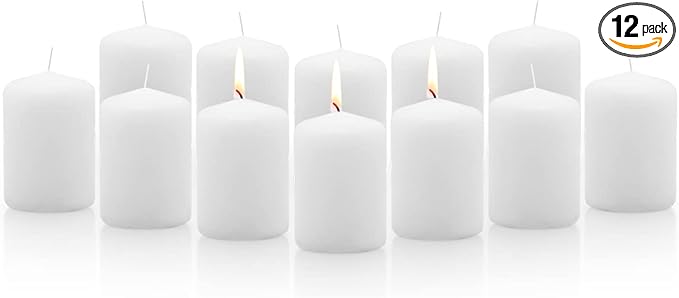 Royal Imports Pillar Candles White Unscented Premium Wax, 20 Hours Burning for Wedding, Spa, Party, Birthday, Holiday, Bath, Home Decor - 2"x3" Inch - Set of 12