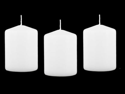 3 X 4 Inch Pillar Candles Set of 12 Bulk Event Pack Round Unscented Premium Wax White Pillar Candles for Wedding, Spa, Party, Birthday, Holiday, Bath, Home Decor (3X4 White)