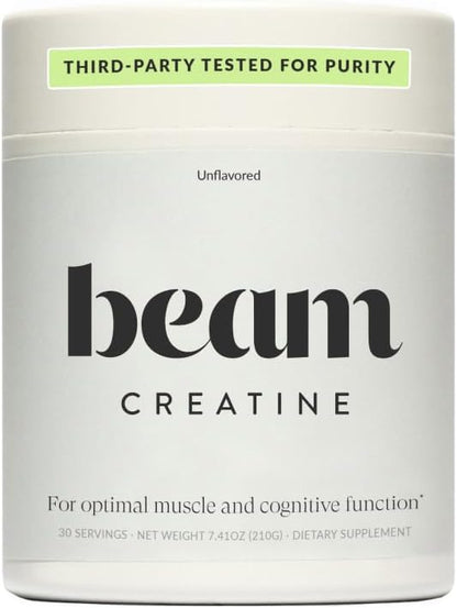 Beam Creatine Powder, Third Party Tested, Micronized Creatine Monohydrate Supplement, Creatine for Women and Men, Muscle Strength, Workout Recovery, Lean Muscle Growth, 30 Servings, Unflavored