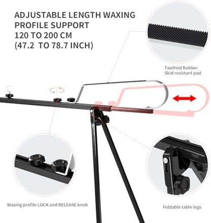 XCMAN Cross Country Nordic Ski Waxing Single Profile Bench Table with Foldable Legs for Traveling,Adjustable Waxing Profile Length 47.2 to 78.7inch