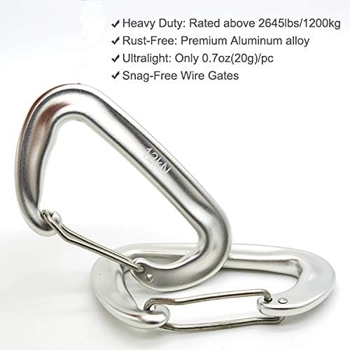 12kN 3.2"x2" Heavy-Duty Carabiner Clips - Durable, Lightweight Aluminum Alloy Carabiners for Hiking, Camping, Keychains, Dog Leashes, Hammocks & More
