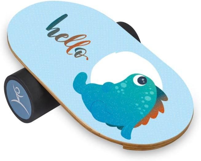 Kids Balance Board with Roller ??Wooden Trainer for Children ??Fun Indoor Core Strength Game ??Improves Balance & Coordination ??Multiple Designs