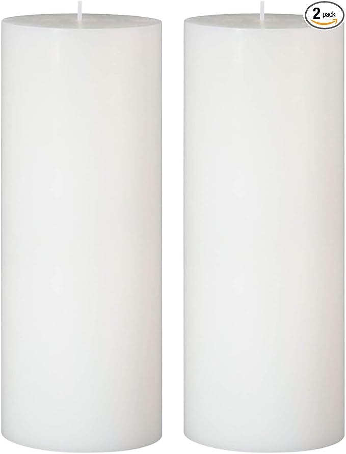 2 Packs 3x8 Inch White Pillar Candles, Dripless Unscented Cylinder Wax Candles for Wedding, Home Decor, Dinner Table, Party, Power Outage, Emergency - 100 Hours Burn Time
