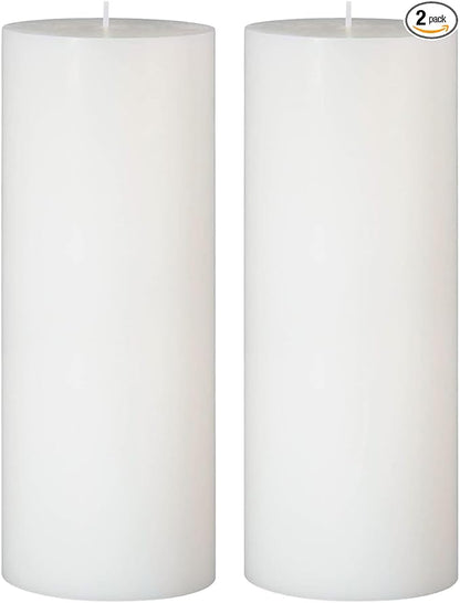 2 Packs 3x8 Inch White Pillar Candles, Dripless Unscented Cylinder Wax Candles for Wedding, Home Decor, Dinner Table, Party, Power Outage, Emergency - 100 Hours Burn Time